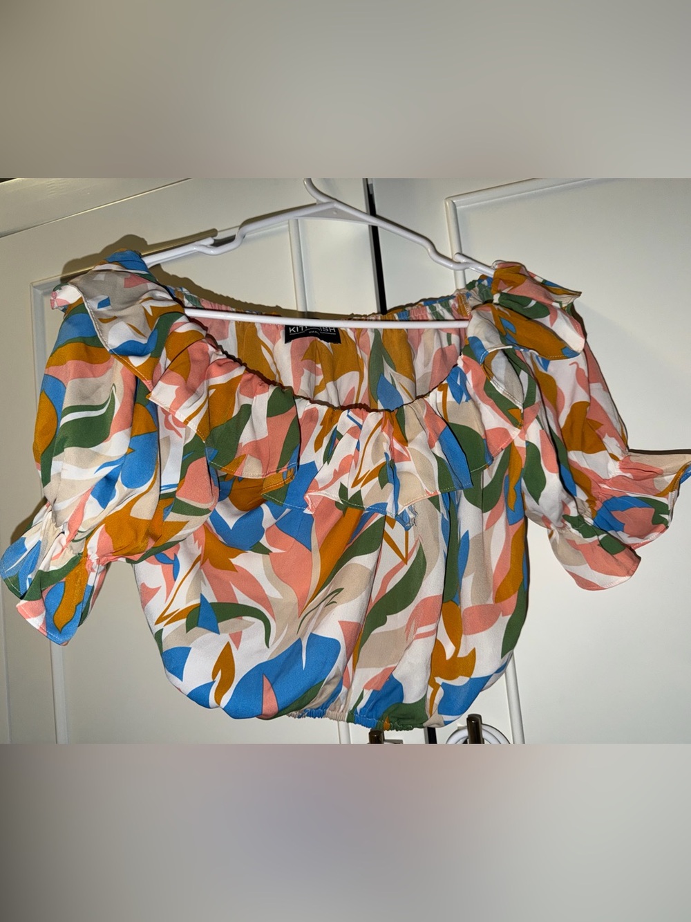 Multicolor Off-Shoulder Ruffle Top - Picture 2 of 3